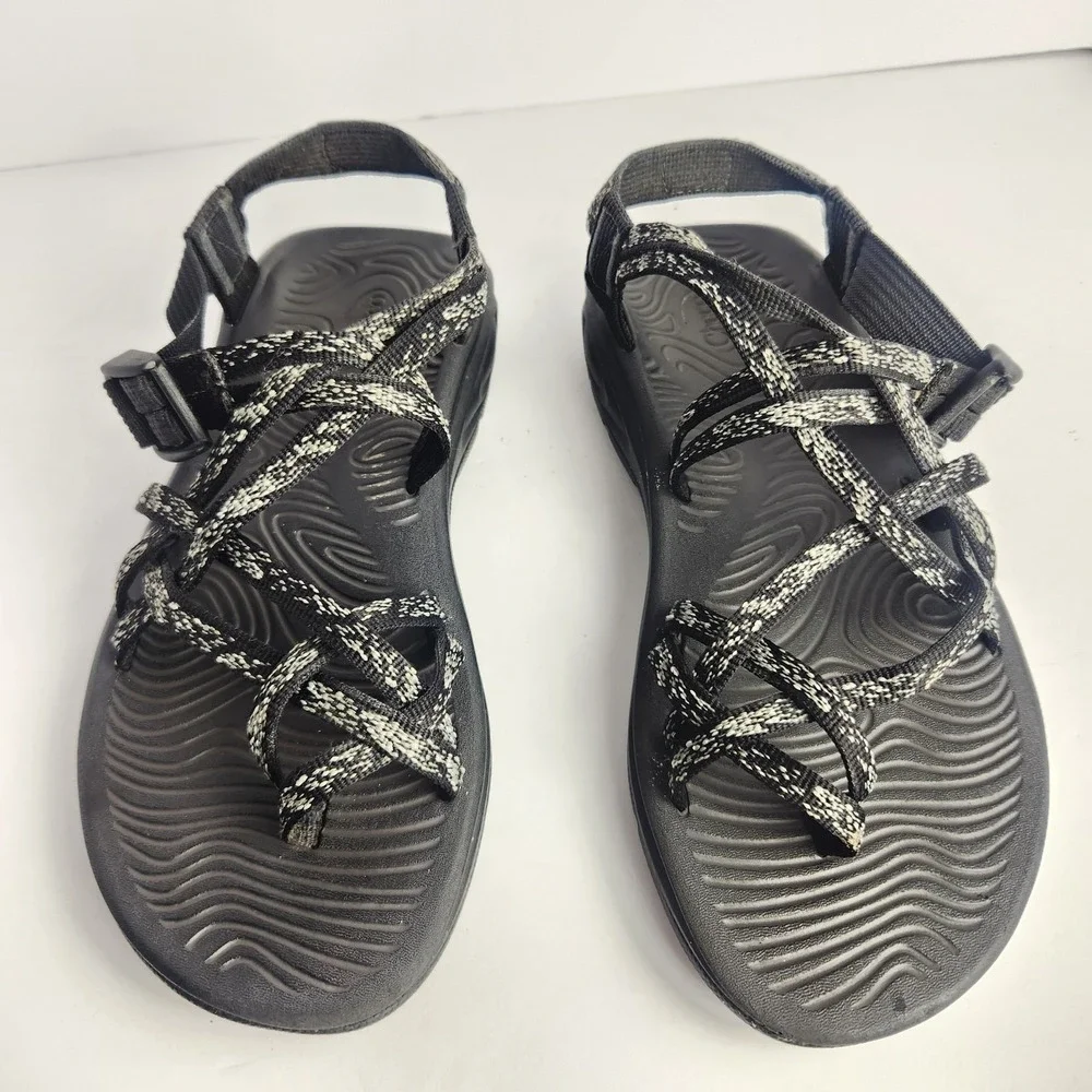 Chaco Women's Strappy Sporty Waterproof‎ White/Black Sandals Size 8